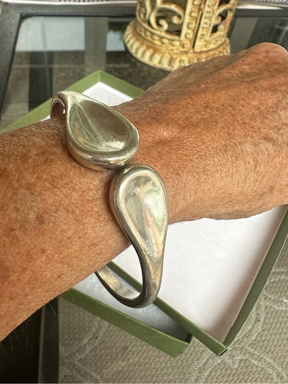 Chico's silver-toned‎ hinged bangle bracelet